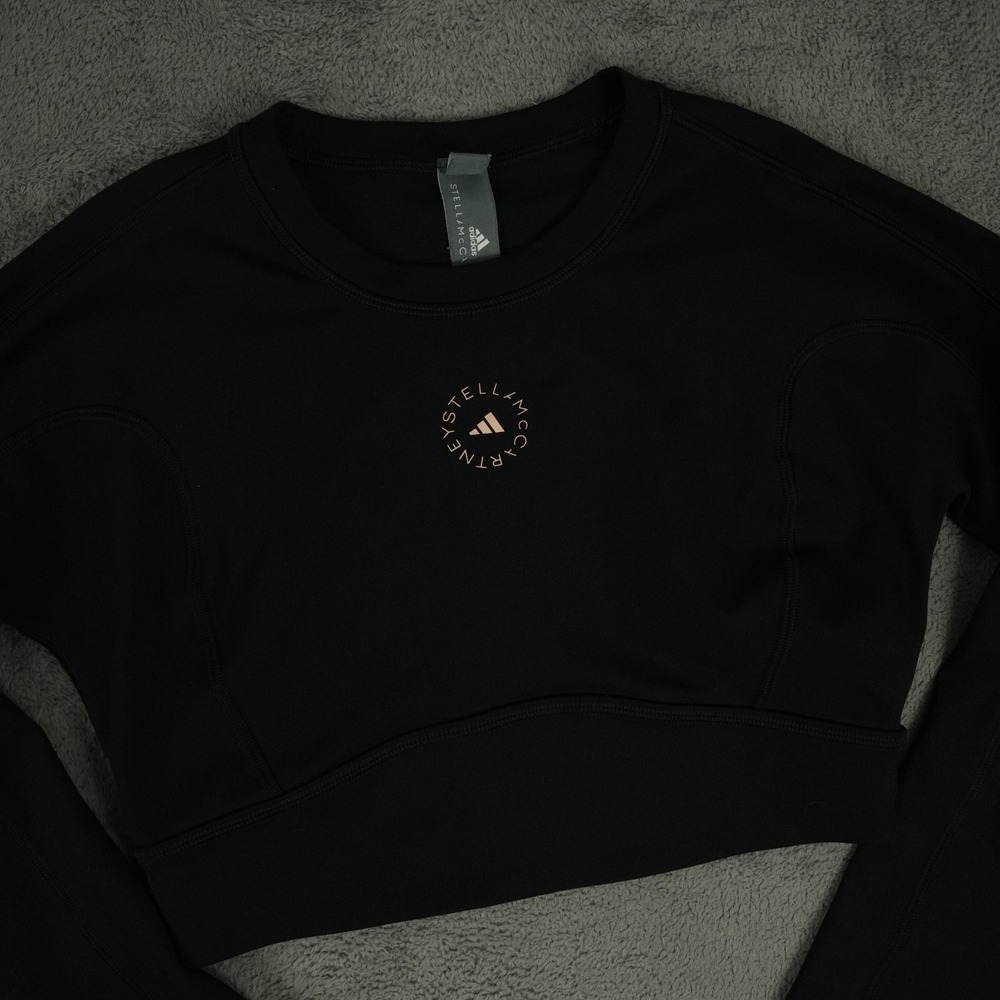 Adidas X Stella McCartney Crop Top Women XS Black Long Sleeve Open Back